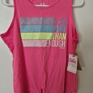 Justice Pink Tank Top with Glitter Stripes